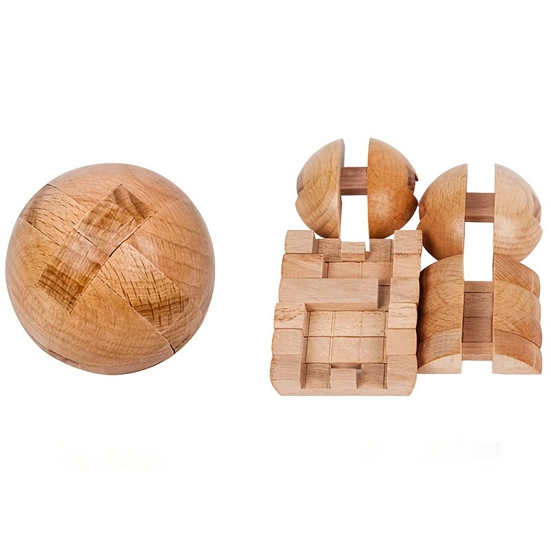 Wooden Puzzle Magic Ball Brain Teaser Toy Intelligence Game