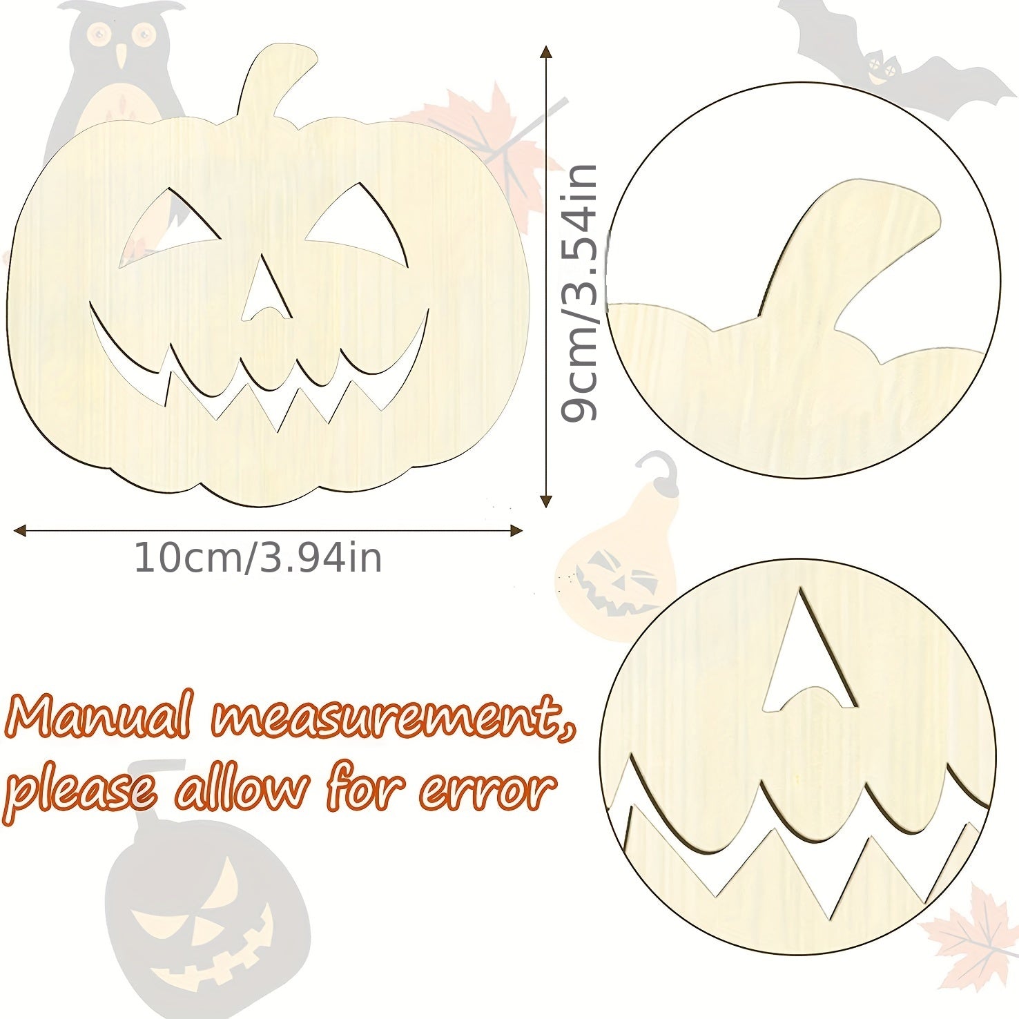6pcs Wooden Pumpkin Halloween Decoration DIY Craft Hollow Out