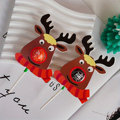 25pcs Big Nose Elk Lollipop Decoration Paper Cards Christmas Party Candy Decor