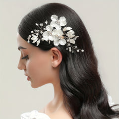 Glitter Flower Hair Comb Silver Rhinestones Butterfly & Flower Hair Clip