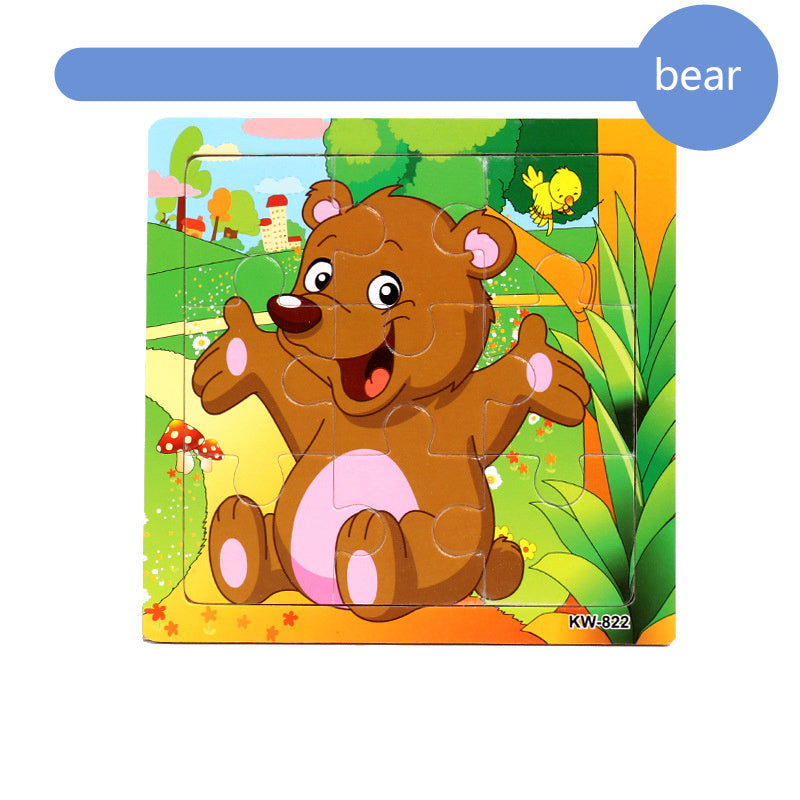 Cartoon Animal Wooden Jigsaw Puzzles for Kids