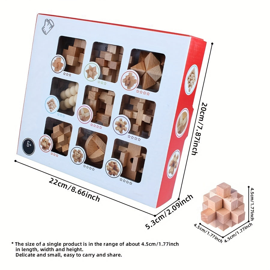Wooden Kongming Lock Puzzle Toy Set for Kids - Educational Development Gift