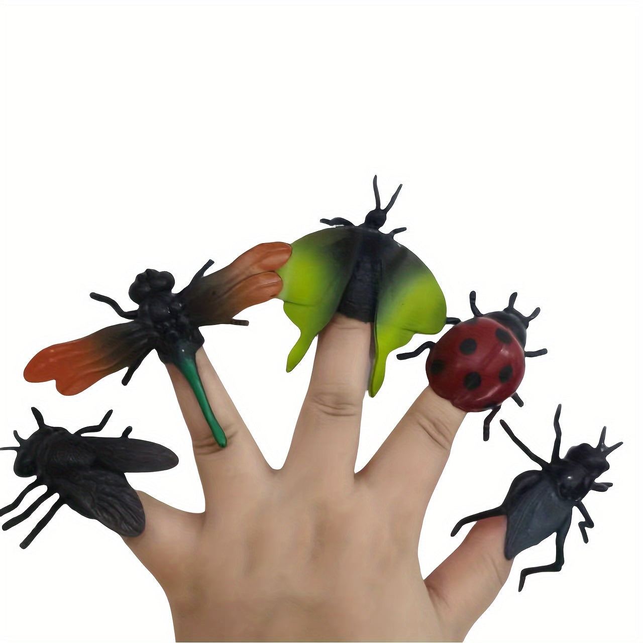 6pcs Finger Puppet Insects Soft Rubber Set for Interactive Play