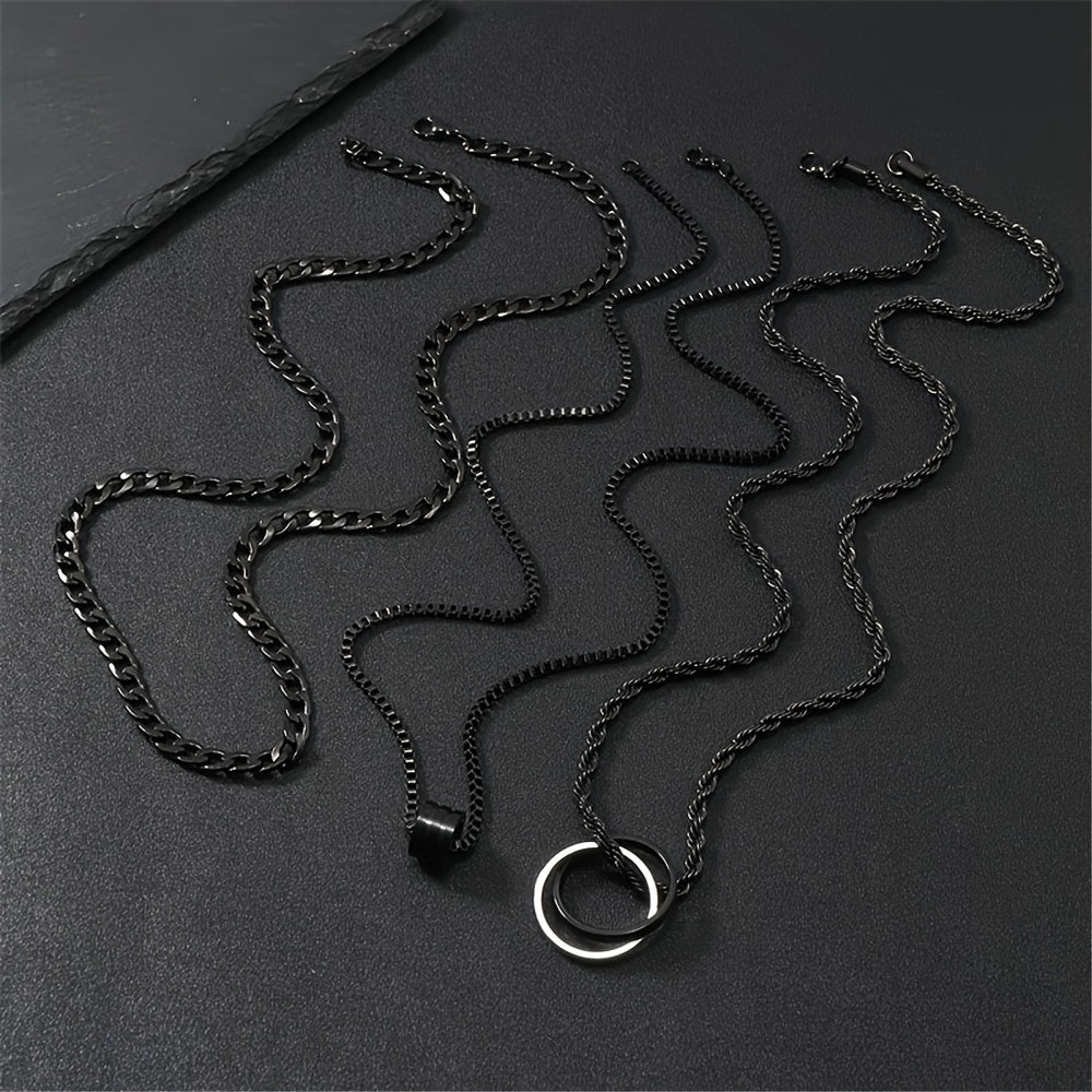3pcs Men's Stainless Steel Twisted Chain Necklace