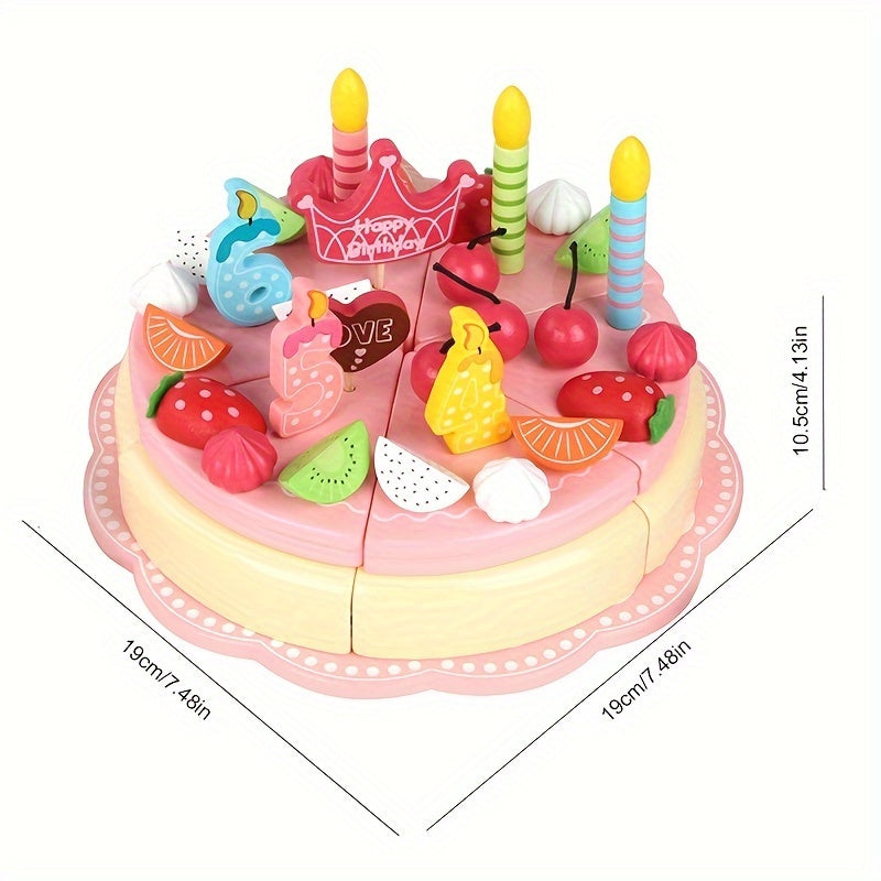 48pcs Wooden Kids Birthday Cake Toys Home Play Set Boy Girl Gift