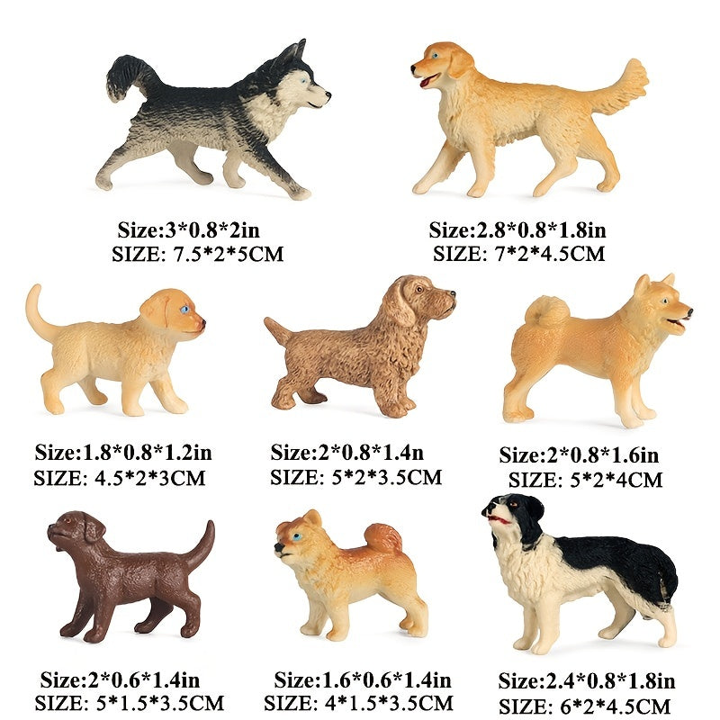 12PCS Mini Dog Figurines Playset Realistic Detailed Plastic Puppy Figures