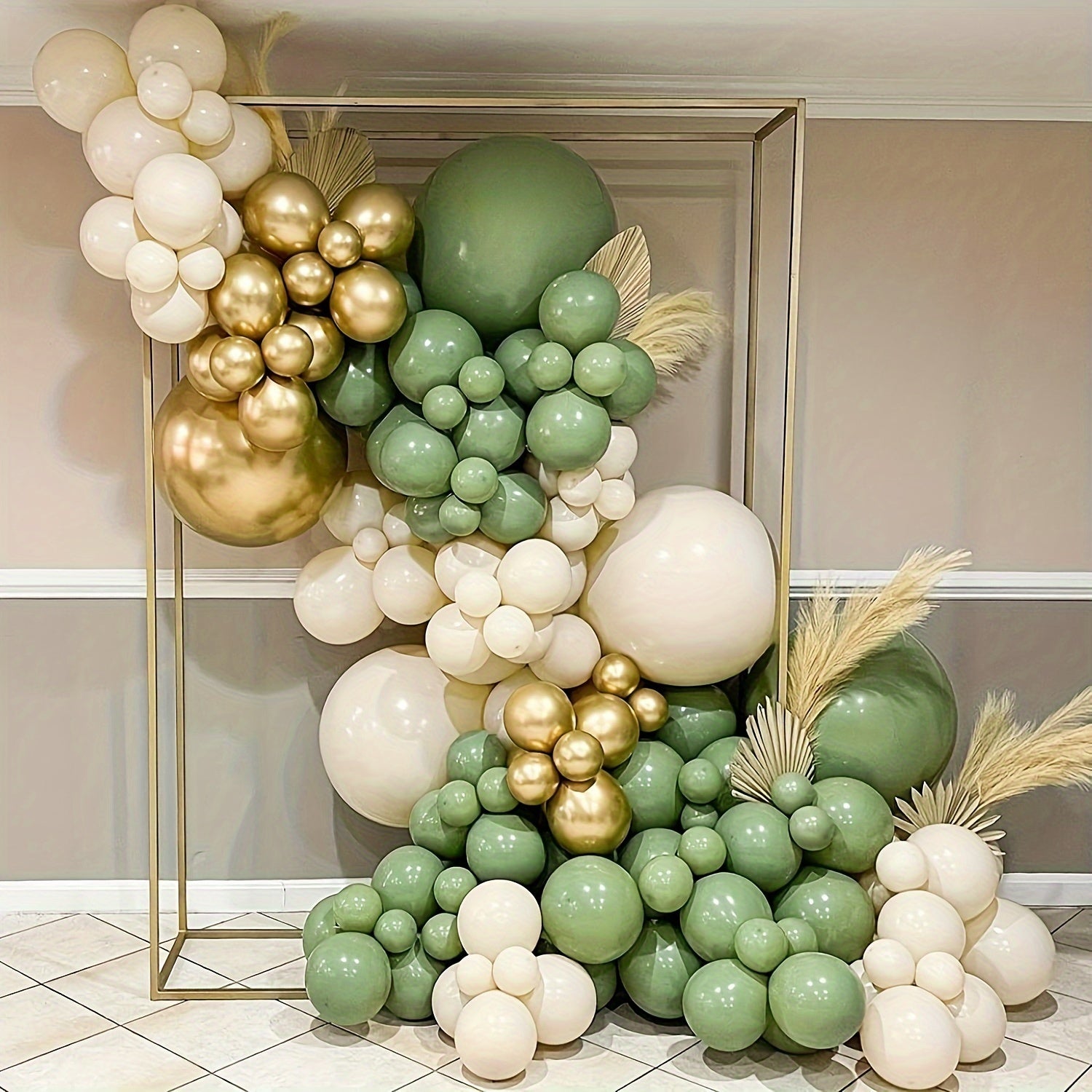 30Pcs Green Golden Confetti Latex Balloons for Jungle Wedding Decorations