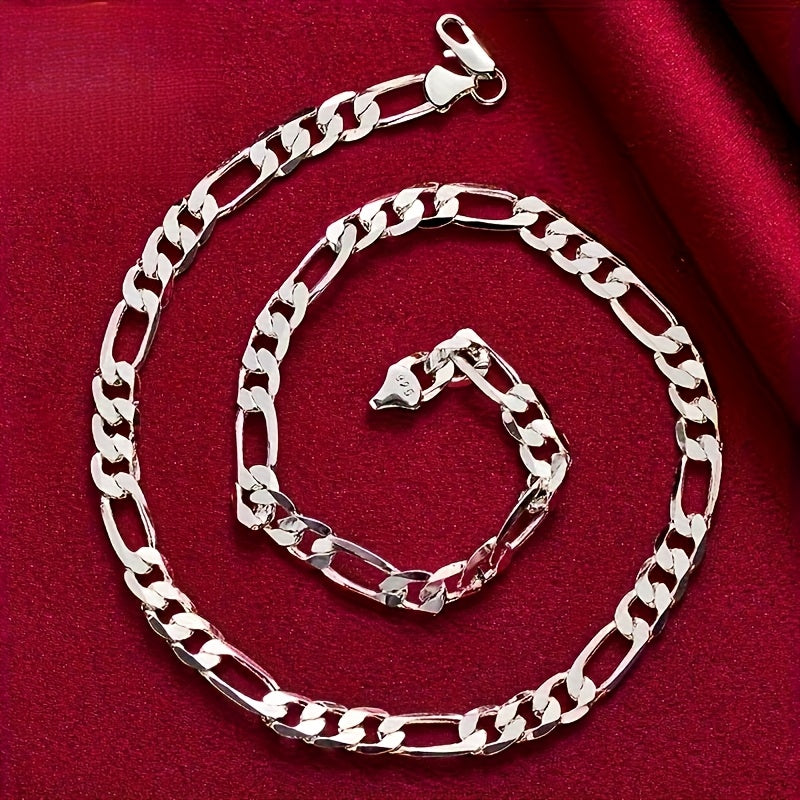 925 Silver Plated Chain Necklace Unisex Retro Style Jewelry
