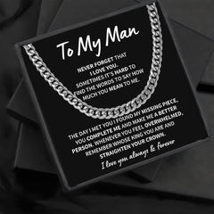 Cuban Link Chain Necklace Engraved Jewelry for Men