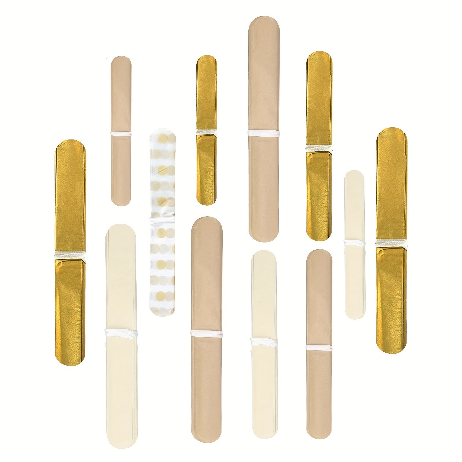 12pcs Golden Champagne Tissue Pom Poms - Elegant Party Decor