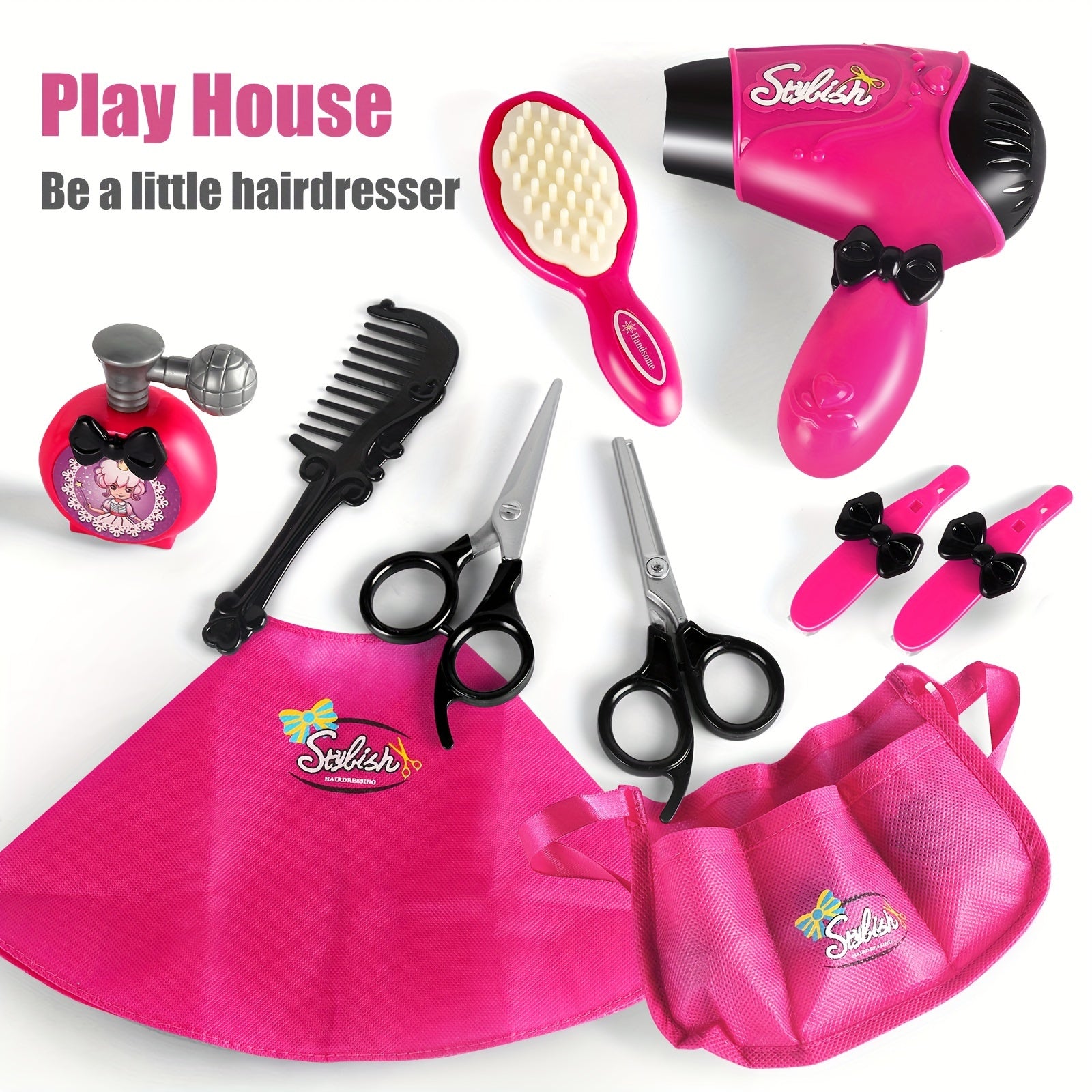 Girls Beauty Salon Set Pretend Play Stylist Hair Cutting Kit