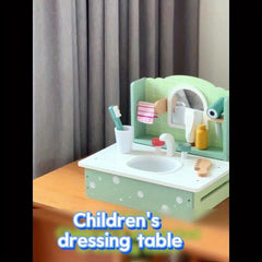 Wooden Pretend Play Washing And Dressing Table Toy
