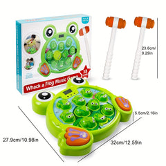 Whack a Frog Game with 2 Hammers Perfect Birthday Gift Green PP Material
