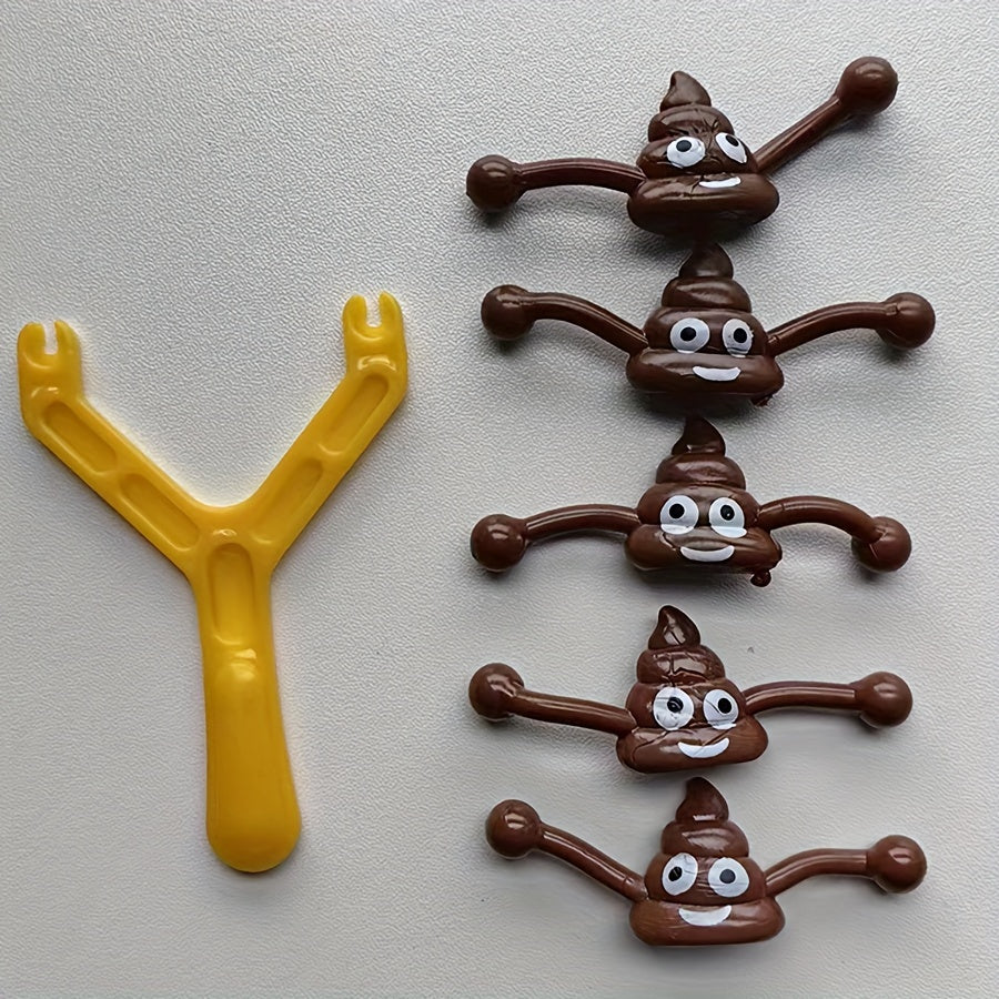 Funny Prank Poop Slingshot Toy Set 6 Pack for Kids Mixed Novelty Gag Gift Poo La