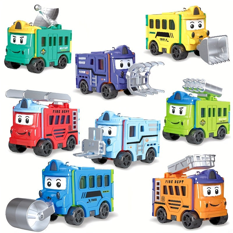 Transforming Truck Playset Fire Truck Bulldozer Toy for Kids Age 3 6