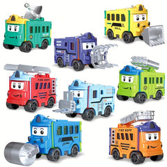 Transforming Truck Playset Fire Truck Bulldozer Toy for Kids Age 3 6