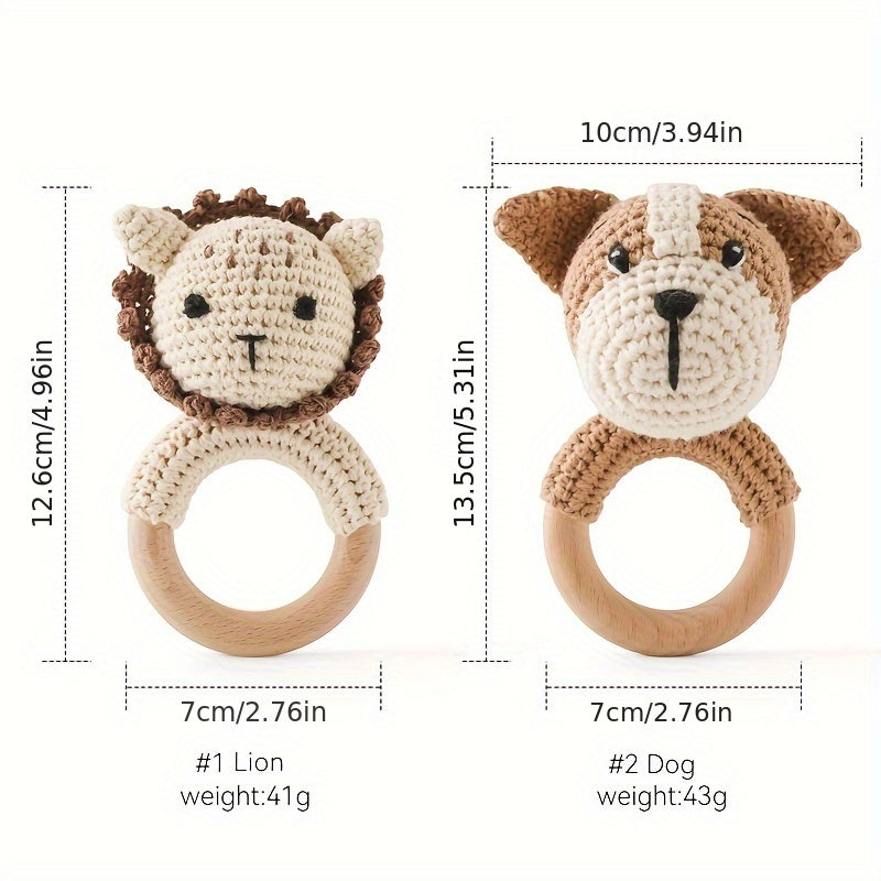 Crochet Animal Rattles Baby Knitting Soothing Toys