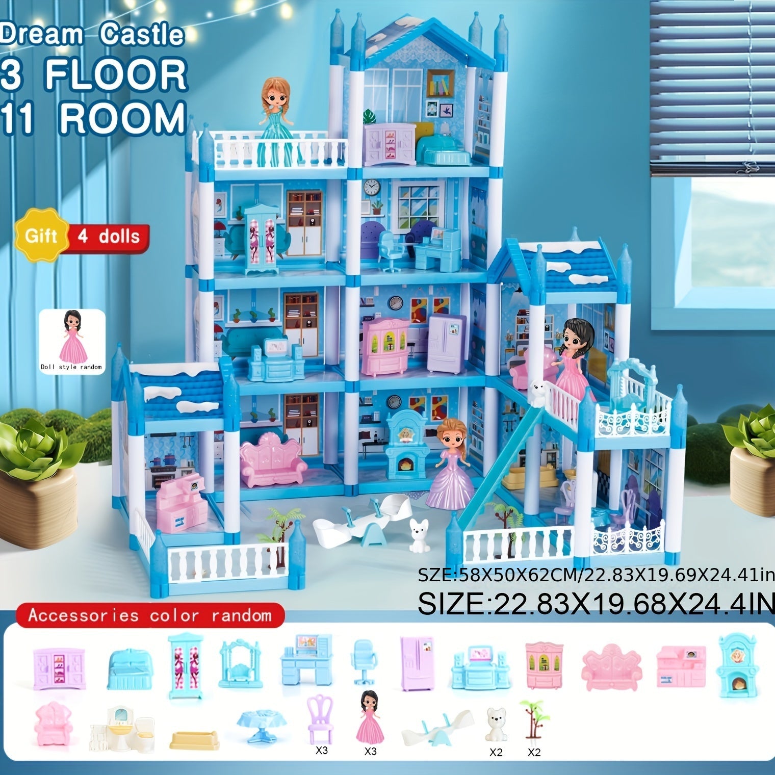 Princess Castle Villa Playset for Girls Durable PP Material