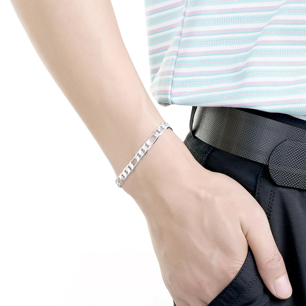 925 Silver Geometric Chain Jewelry Set 6mm 8mm