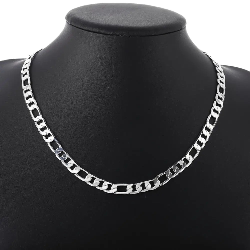 925 Silver Geometric Chain Jewelry Set 6mm 8mm