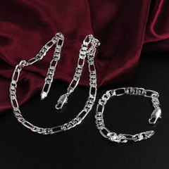 925 Silver Geometric Chain Jewelry Set 6mm 8mm