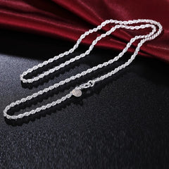 925 Silver 3mm Rope Chain Necklace for Women Men