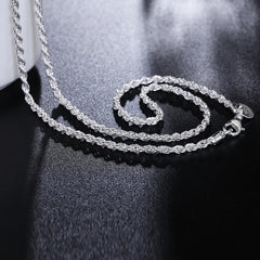 925 Silver 3mm Rope Chain Necklace for Women Men