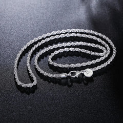 925 Silver 3mm Rope Chain Necklace for Women Men