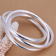925 Silver Bracelet Women High Solid Bangle Jewelry