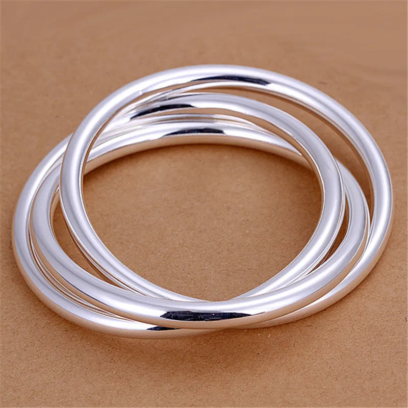 925 Silver Bracelet Women High Solid Bangle Jewelry