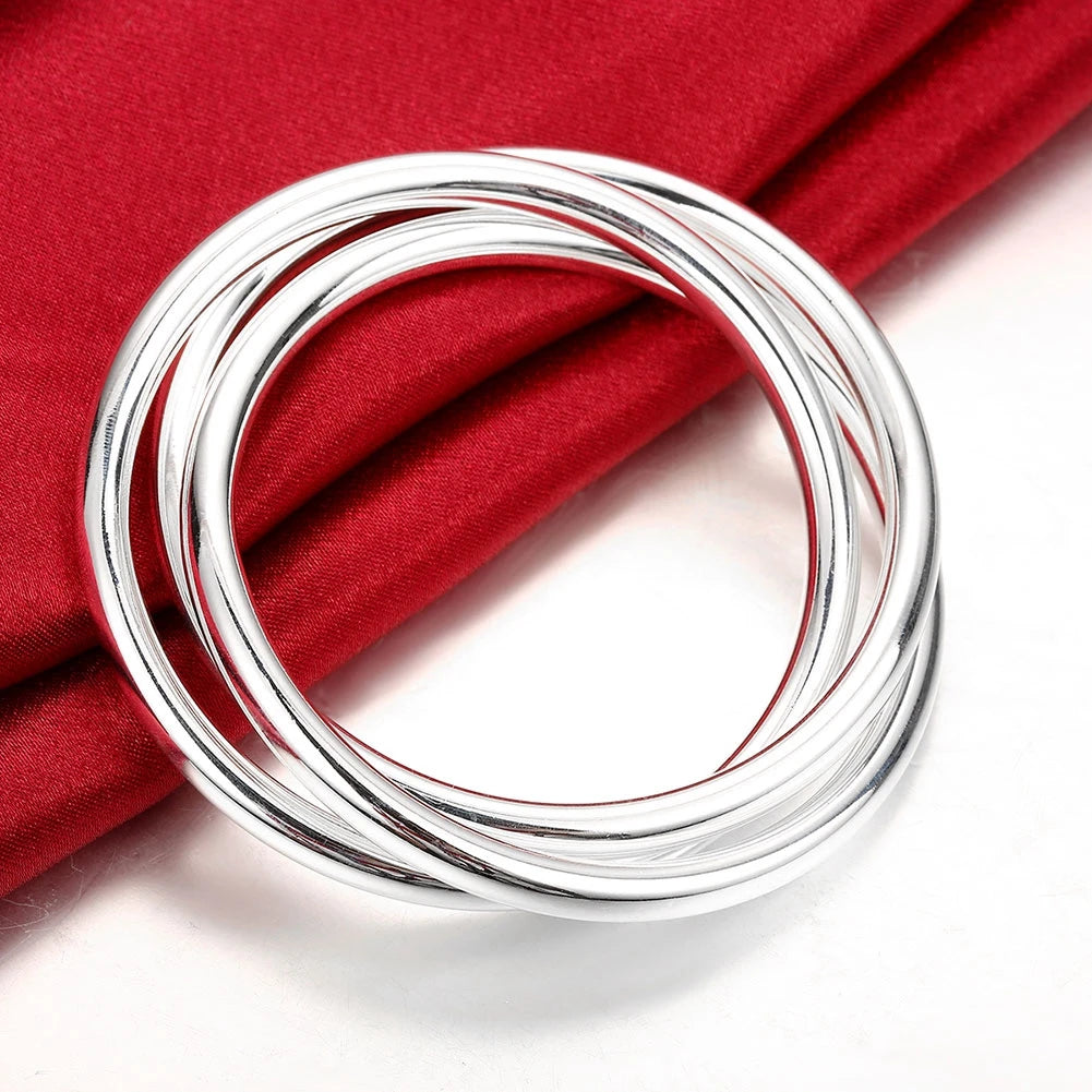 925 Silver Bracelet Women High Solid Bangle Jewelry