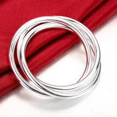 925 Silver Bracelet Women High Solid Bangle Jewelry