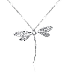 925 Silver Dragonfly Pendant Necklace for Women