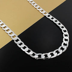 925 Silver Men's Necklace 12MM Cuban Chain 18-30 In