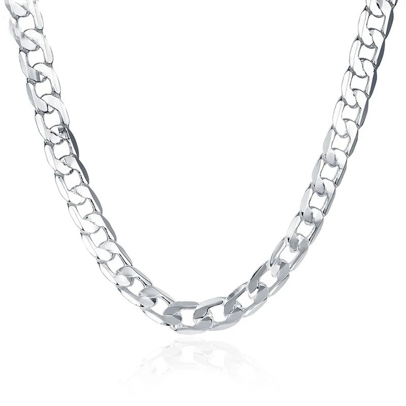 925 Silver Necklace 16-24 Inches Classic 8MM Chain Wedding