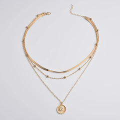 925 Silver Triple-Layer Round Necklace Snake Chain Ball Chain