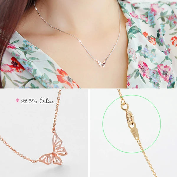 925 Sterling Silver Butterfly Necklace for Women
