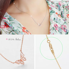 925 Sterling Silver Butterfly Necklace for Women