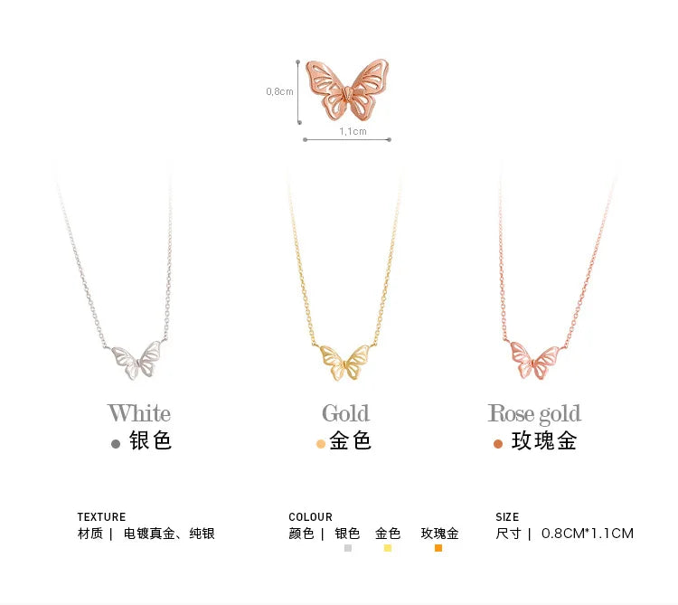 925 Sterling Silver Butterfly Necklace for Women