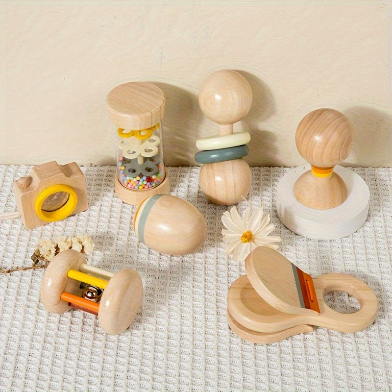 7pcs Kids Musical Toy Set Wooden Chew Toys Early Learning