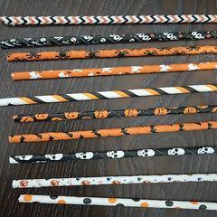 Halloween Paper Straws 50 Pack Biodegradable Skull Patterns Cocktail Accessories