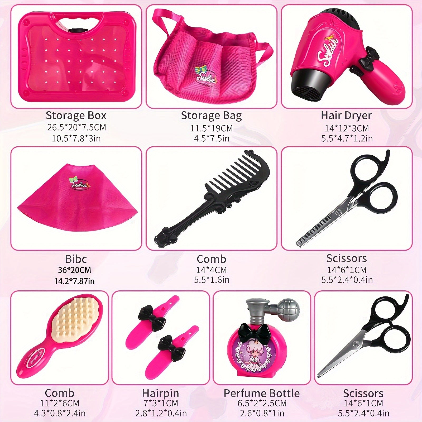 Girls Beauty Salon Set Pretend Play Stylist Hair Cutting Kit