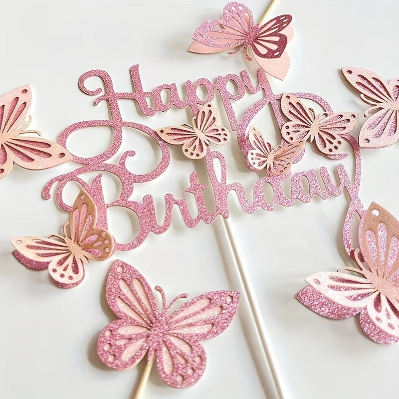 3D Butterfly Cake Topper Set for DIY Birthday & Wedding Cupcakes