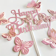 3D Butterfly Cake Topper Set for DIY Birthday & Wedding Cupcakes