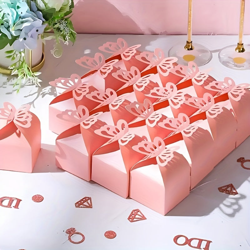 10pcs Pink Pearl Butterfly Gift Boxes Party Table Decoration Wedding Favors