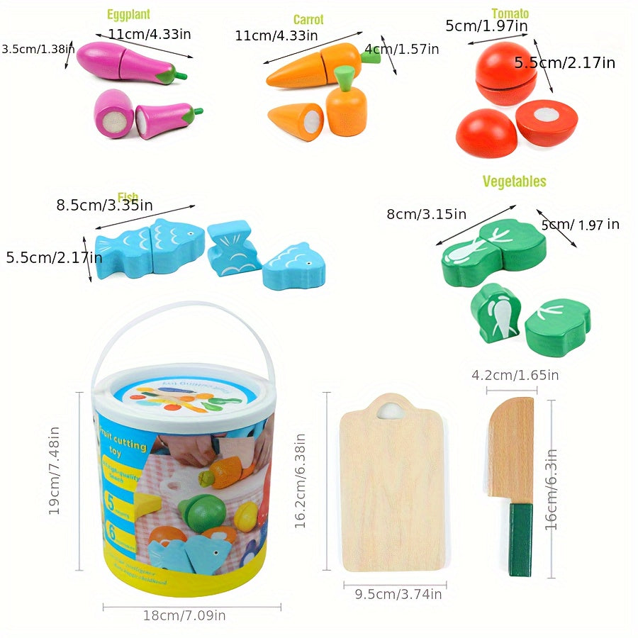 Kids' Deluxe Play Kitchen Set with Cutting Play Food Pretend Fruits & Vegetables