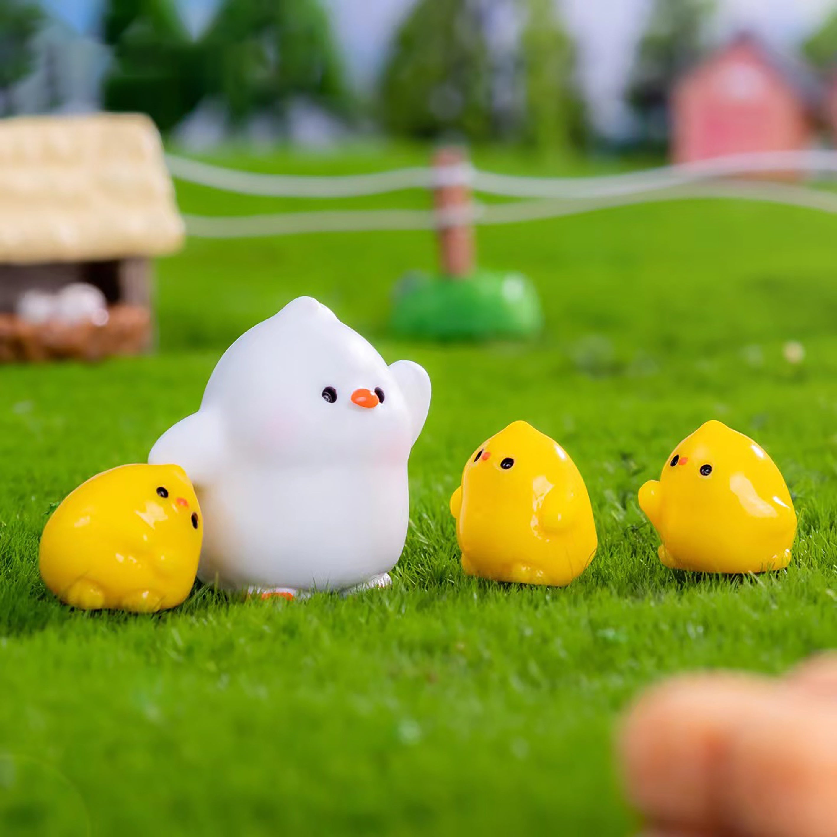 10pcs Yellow Duck Family Resin Figurines for Outdoor Play & Home Decor