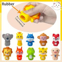 10pcs Rubber Animal Bath Finger Puppets Easter Basket Stuffers Egg Fillers