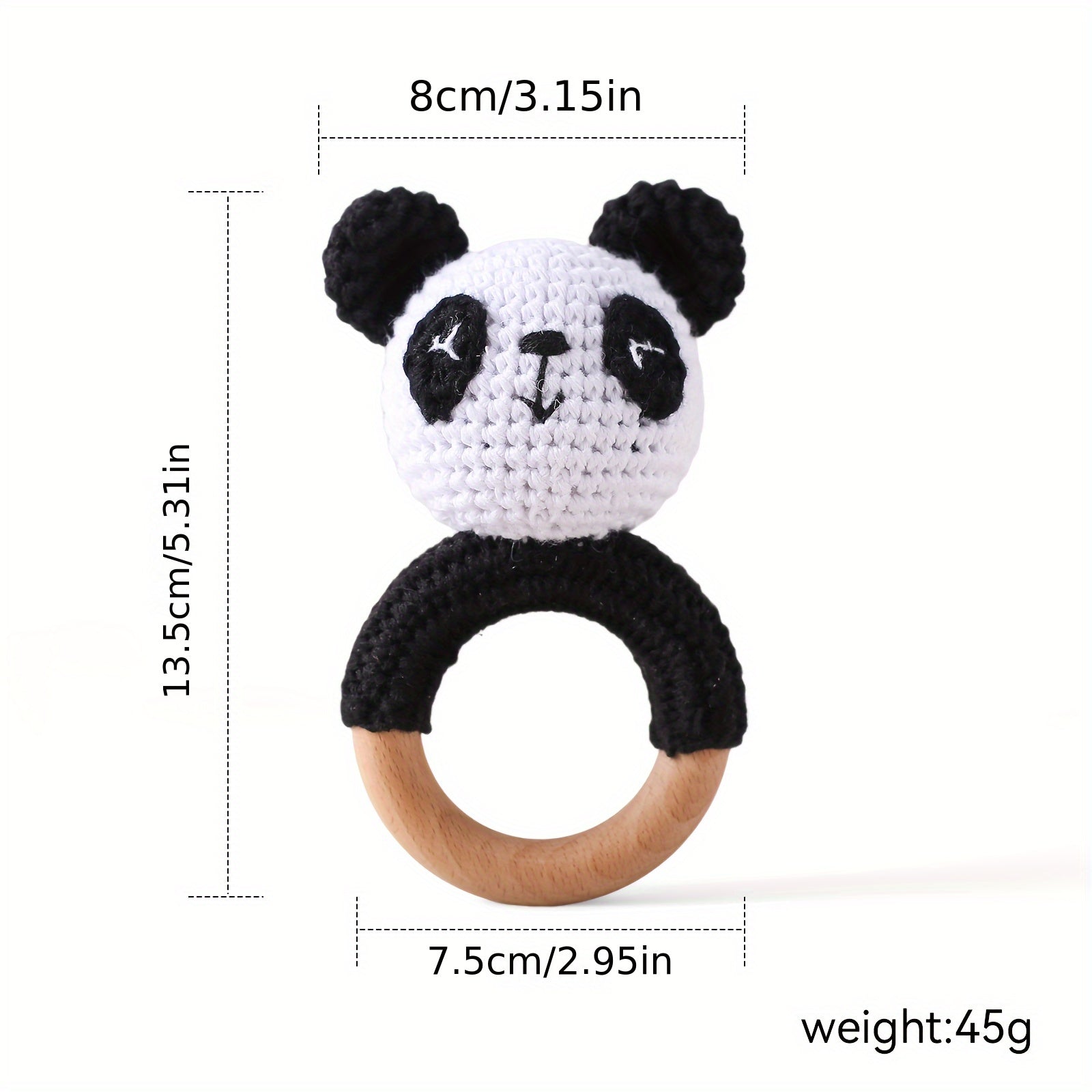 Wooden Crochet Rattle Teething Toy Handheld Bell Gift
