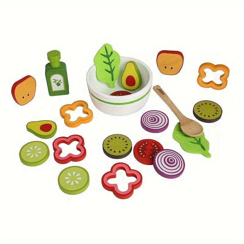 Wooden Salad Kitchen Toy Set - Fun Cognitive Puzzle Game